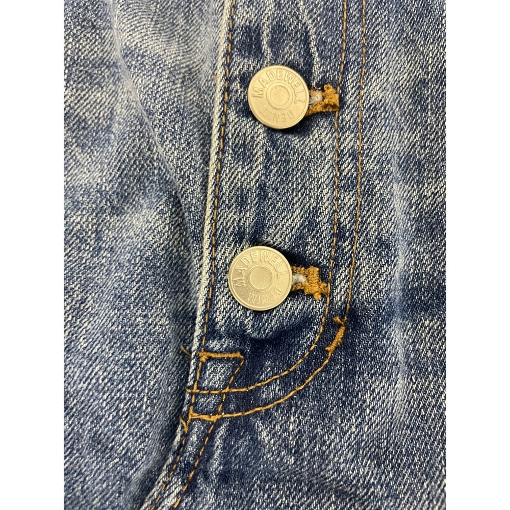 Madewell Button Skirt Size M Blue Rigid Denim A-Line Mini Cut Off Frayed Cotton - Picture 6 of 15